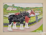of Clydesdale horses by William Robbie, mixed media, offered Oct 2023