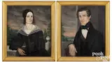 portraits of Noah and Mary Eastman of New Hampshire by Joseph Chase Rutherford, oil on canvas, sold Oct 2023
