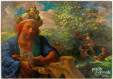 allegorical scene by Ted Seth Jacobs, oil on canvas, sold Aug 2023