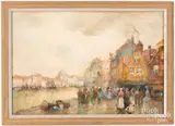 canal scene by Fernando Carter, watercolor, sold Aug 2023