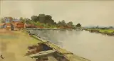 Norfolk Broad. by Edmund Darch Lewis, Watercolor, sold Aug 2019