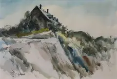 Gloucester, Cape Ann, Mass. by Howard Schroeder, Watercolor, sold Aug 2019