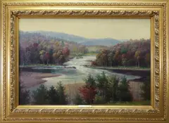 Great Falls of the Saco at HIram Maine by George McConnell, Oil on canvas, sold Aug 2019