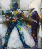 Untitled by Wayne Forbes, Mixed media painting, sold Dec 2019