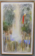 A boat in the trees by Irving Petlin, Pastel on paper, sold Mar 2020