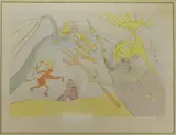 L'elephant et le Singe de Jupiter by Salvador Dalí, Engraving with pochoir color on arches paper, sold Mar 2020