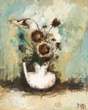 Still life with Sunflowers by Manuel Monton Bunuel, oil on canvas, sold Oct 2020