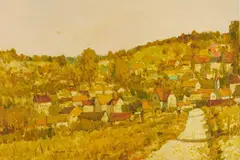 Yellow Landscape by Malva, oil on canvas, sold Oct 2020