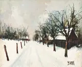 Snow Path by Manuel Monton Bunuel, oil on canvas (unstretched), sold Oct 2020