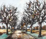 Path through the Village by Manuel Monton Bunuel, oil on canvas (unstretched), sold Oct 2020