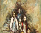 Candle Procession by Manuel Monton Bunuel, oil on canvas (unstretched), sold Oct 2020
