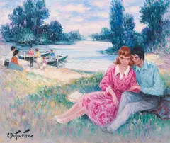 Lac De Vincennes by Pierre Duteurtre, oil on canvas (unstretched), sold Oct 2020