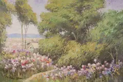 Flower Field by Charles Zhan, oil on canvas (unstretched), sold Oct 2020