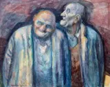 Fitzroy Characters by Noel Counihan, 1966, oil on composition board, sold Nov 2021