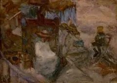 Luxembourg Gardens, Paris, Girl Sketching by Kate O’Connor, c.1917-23, oil on board, sold Nov 2021