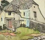 Weaver’S Cottage, Bilbury by Margaret Preston, 1916, watercolour and charcoal on paper, sold Nov 2021
