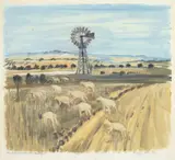 Beyond Broken Hill Nsw by Margaret Preston, 1949, colour monotype, sold Nov 2021