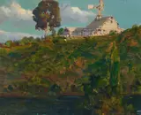 Farmhouse On The Hill by John Llewellyn Jones, c.1890s, oil on board, sold Nov 2021