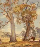 Morning Break by Hans Heysen, 1922, watercolour on paper, sold Apr 2021
