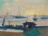 Man O’War Steps by Julian Ashton, 1899, oil on wood panel, sold Apr 2021