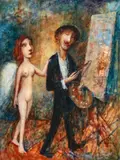 The Angelic Muse, Velázquez by Garry Shead, 2001, oil on steel on particle board, sold Apr 2021
