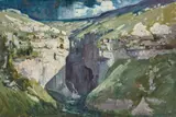 Gordale Scar (Sunny) by Arthur Streeton, 1910, oil on canvas, sold Apr 2021