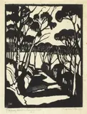 Harbour Foreshore by Margaret Preston, 1925, woodcut, sold Apr 2021