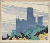 Durham Cathedral by Ethel Spowers, c.1924, colour woodcut, sold Apr 2021