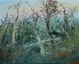 Black Ram In Undergrowth by Arthur Boyd, oil on board, sold Apr 2021