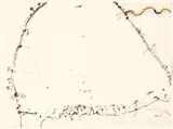 Cooper Flowing Into Lake Eyre by John Olsen, 1975, gouache on paper, sold Apr 2021