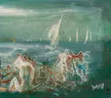 Study For Sunbathing by William Dobell, oil on composition board, sold Apr 2021