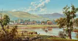 River Landscape (Possibly The Goulburn River Near Seymour) by James Alfred Turner, 1891, oil on canvas, sold Apr 2021
