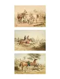 The Kangaroo Hunt by S. T. Gill, (I) THE MEET (II) THE CHASE (III) THE KILL watercolour on paper, sold Apr 2021