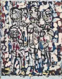 Figure Group V, 1968 – 69 by Ian Fairweather, synthetic polymer paint and gouache on cardboard on board, sold Nov 2020