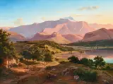 Die Berge Von St Tenadio Im Neapolitanischen, 1847 (The Mountains Of St Tenadio In The Naples Region) by Eugene von Guerard, oil on canvas, sold Nov 2020