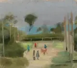 OUT WALKING, c.1928 – 29 by Clarice Beckett, oil on canvas on board, sold Nov 2020