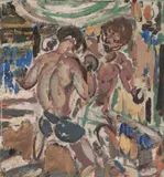 Lads Boxing by Ian Fairweather, 1939, oil and gouache on cardboard, sold Nov 2020