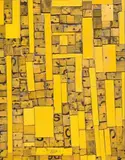 Gold Rush by Rosalie Gascoigne, 1996, sawn retroreflective plywood road signs and painted wood from soft drink boxes on board, sold Nov 2020