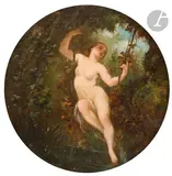 L’escarpolette by Narcisse-Virgilio Diaz de la Pena, Toile ronde (Restaurations anciennes) Diamètre:, sold Jun 2025