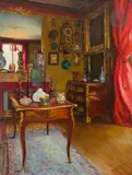 Intérieur chinoisant d’un cabinet d’amateur by Pierre Bracquemond, 1906, Toile, sold Jun 2025