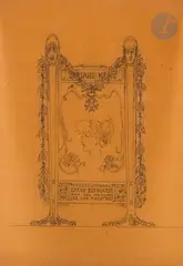 Étude pour le pare-feu offert à Madame Sarah Bernhardt par les artistes de son théâtre by René Lalique, Encre et crayon sur papier calque, sold Jun 2025