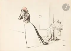 La République nauséabonde by Jean-Louis Forain, Encre et aquarelle, sold Jun 2025