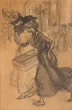 Les Deux modistes by Théophile Steinlen, Crayon noir, sold Jun 2025