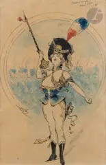 Tambour Major by Carl Happel, vers 1900, Encre et aquarelle, sold Jun 2025