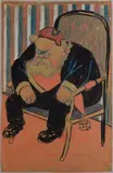 Président Armand Fallières by Tomás Julio Leal Camara Da, 1906, Encre, gouache, pastel rose et crayon bleu, sold Jun 2025