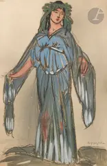 Nymphe, l'eau by Maxime Dethomas, Fusain, sanguine et gouache, sold Jun 2025