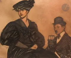 L'Indifférente by Maxime Dethomas, vers 1917, Fusain et sanguine, sold Jun 2025