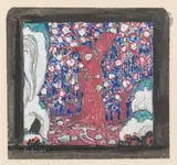 La Forêt. Projet de rideau pour la mise en scène du ballet L’Âge d’or des bêtes by Georges Lepape, 1916, Mine de plomb, gouache et aquarelle sur papier fin monté sur papier, sold Jun 2025