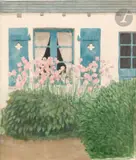 Bretagne, parterre de fleurs devant la maison by André Édouard Marty, Aquarelle, sold Jun 2025