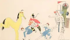 Étude pour Parade, ballet de Diaghilev by André Édouard Marty, vers 1917, Encre et aquarelle, sold Jun 2025